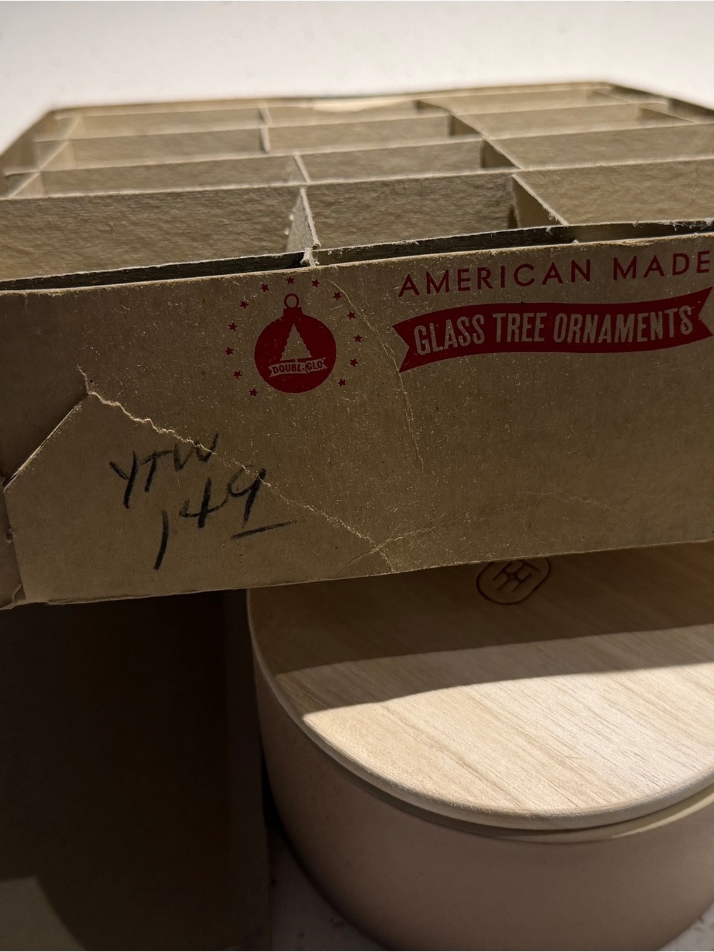 Vintage Double Glo Tree Ornaments Box - Kraft Brown - EMPTY